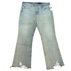 AG Jeans Pants Womens 28 Blue Jodi Crop High Rise Flare Distressed Dirt Wash NWT